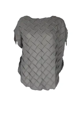 7240008 Hand-Pressed Plaid Round Neck Top *Grey