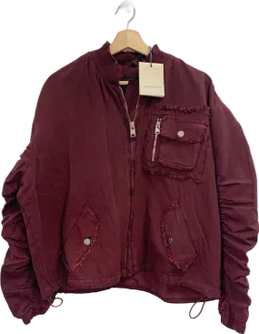 All Saints Dark Wine Rue Bomber Jacket UK 6