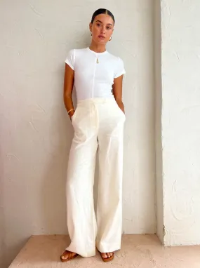 Assembly Label Leila Linen Pant in Antique White