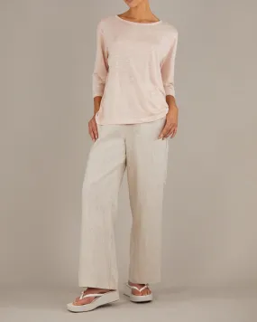 Bronte Linen Jersey Top - Baby Pink