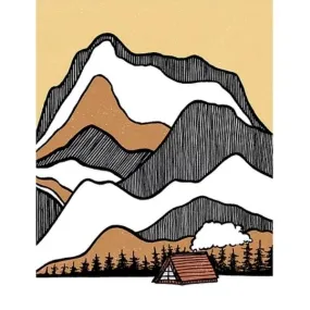 Cabin at the Base Print - Yellow (12" x 16") (Final Sale)