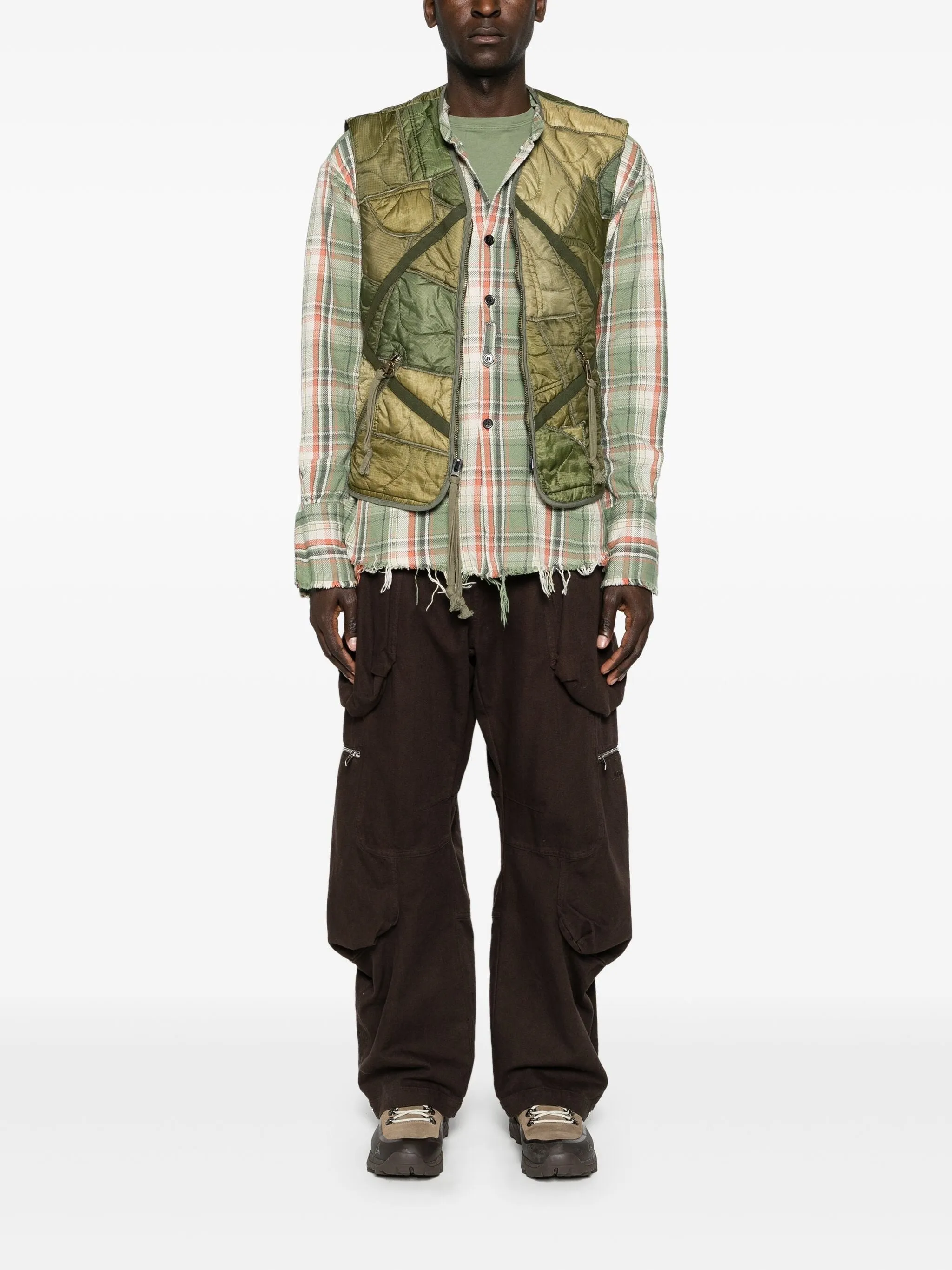 CHECKED PLAID STUDIO PATCHWORK LS SHIRT