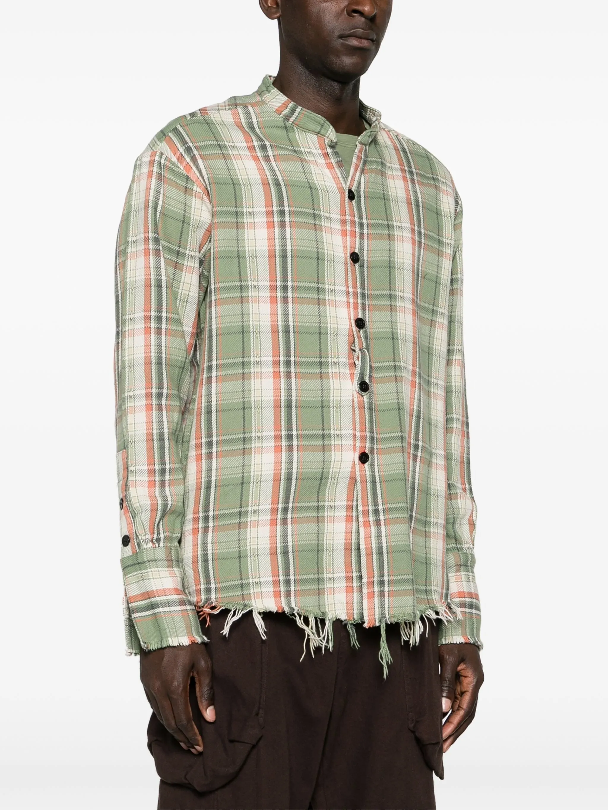 CHECKED PLAID STUDIO PATCHWORK LS SHIRT