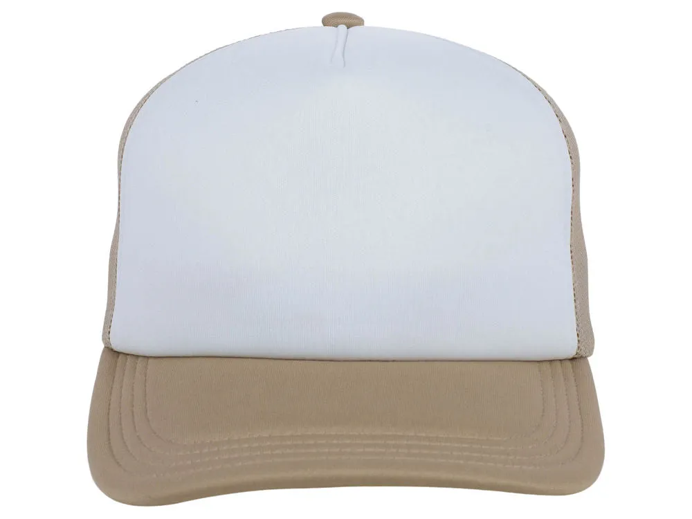 Crowns By Lids Screen Foam Trucker Cap - White/Khaki