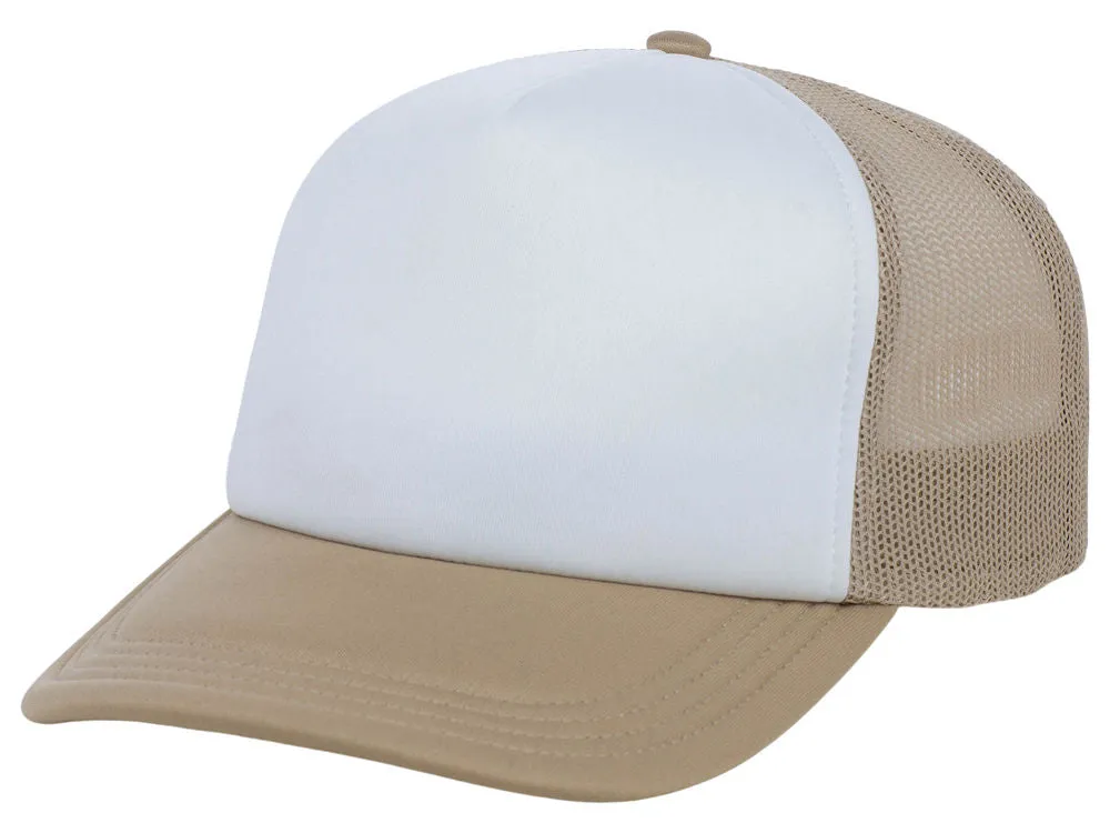 Crowns By Lids Screen Foam Trucker Cap - White/Khaki