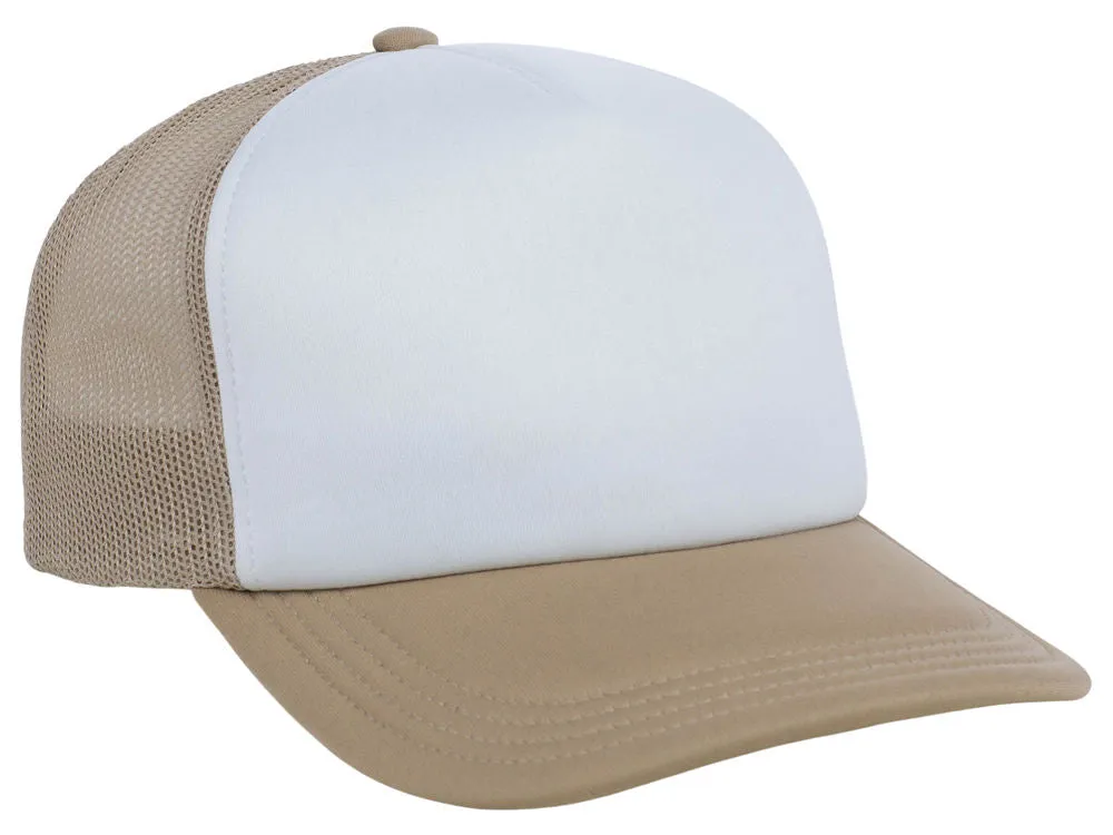 Crowns By Lids Screen Foam Trucker Cap - White/Khaki