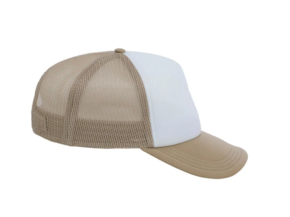 Crowns By Lids Screen Foam Trucker Cap - White/Khaki