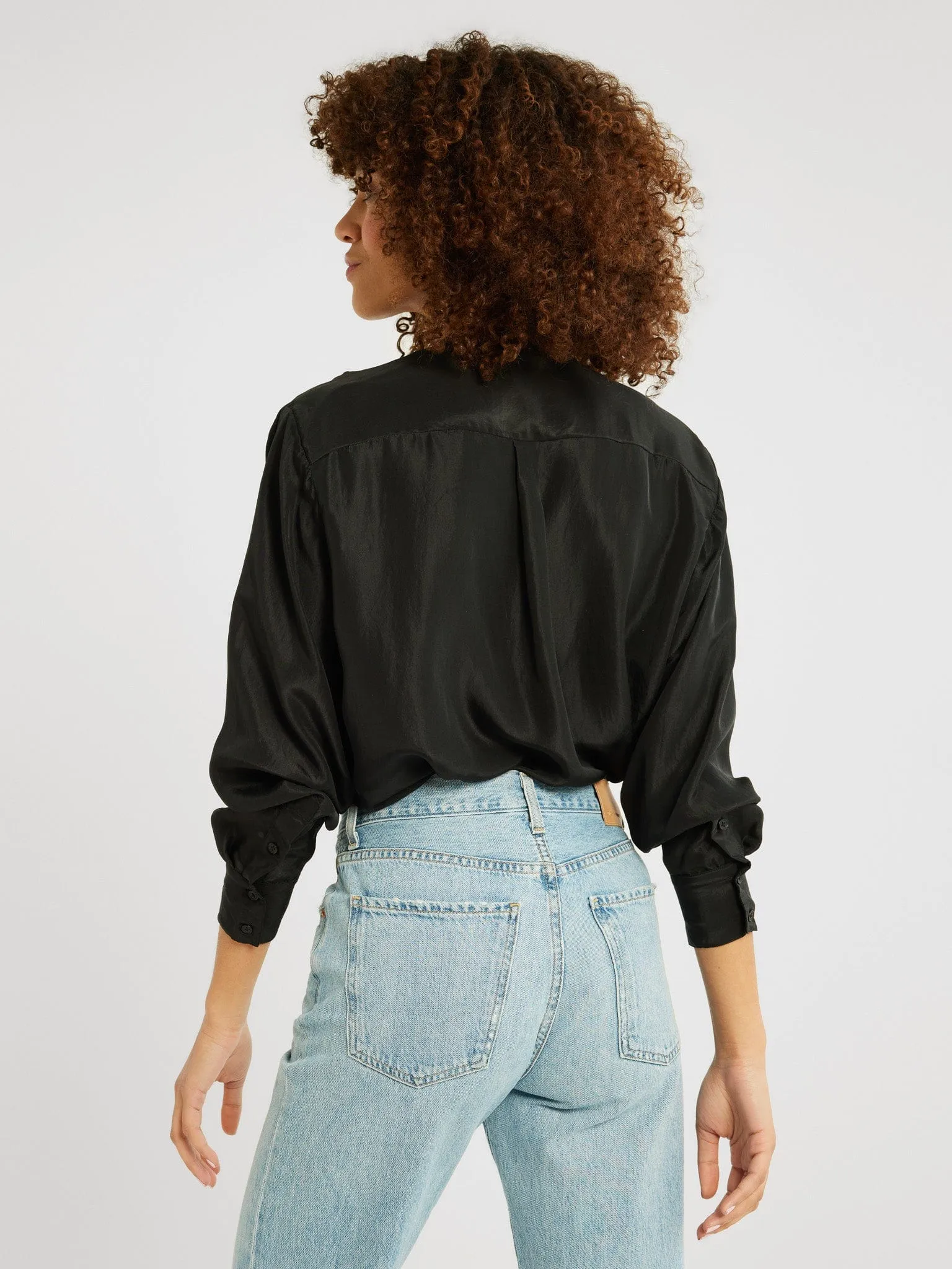 Keaton Top in Black Washed Silk