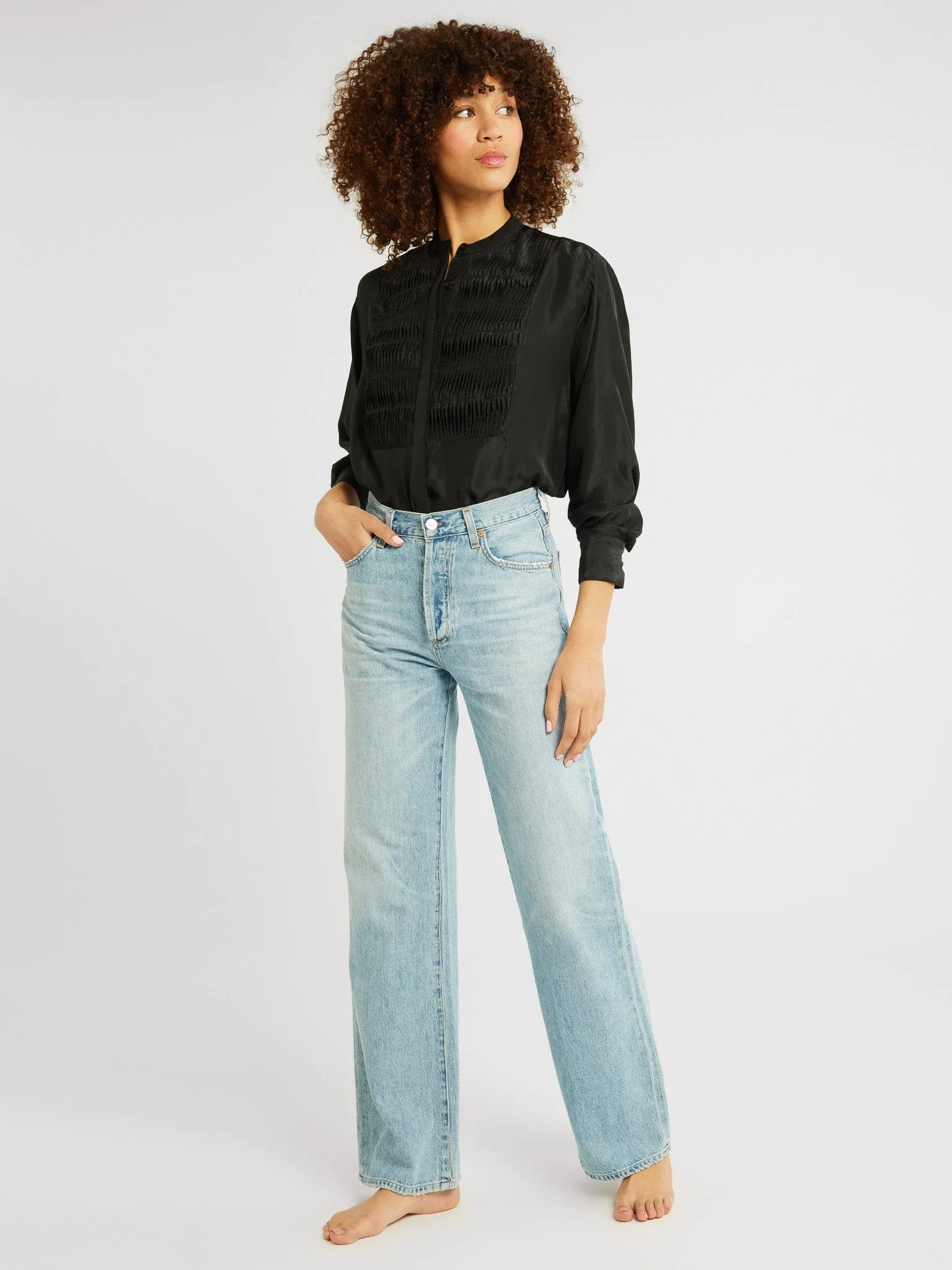 Keaton Top in Black Washed Silk