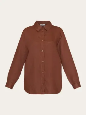 Loose linen long sleeved shirt - GOTS/Vegan - Tiramisu