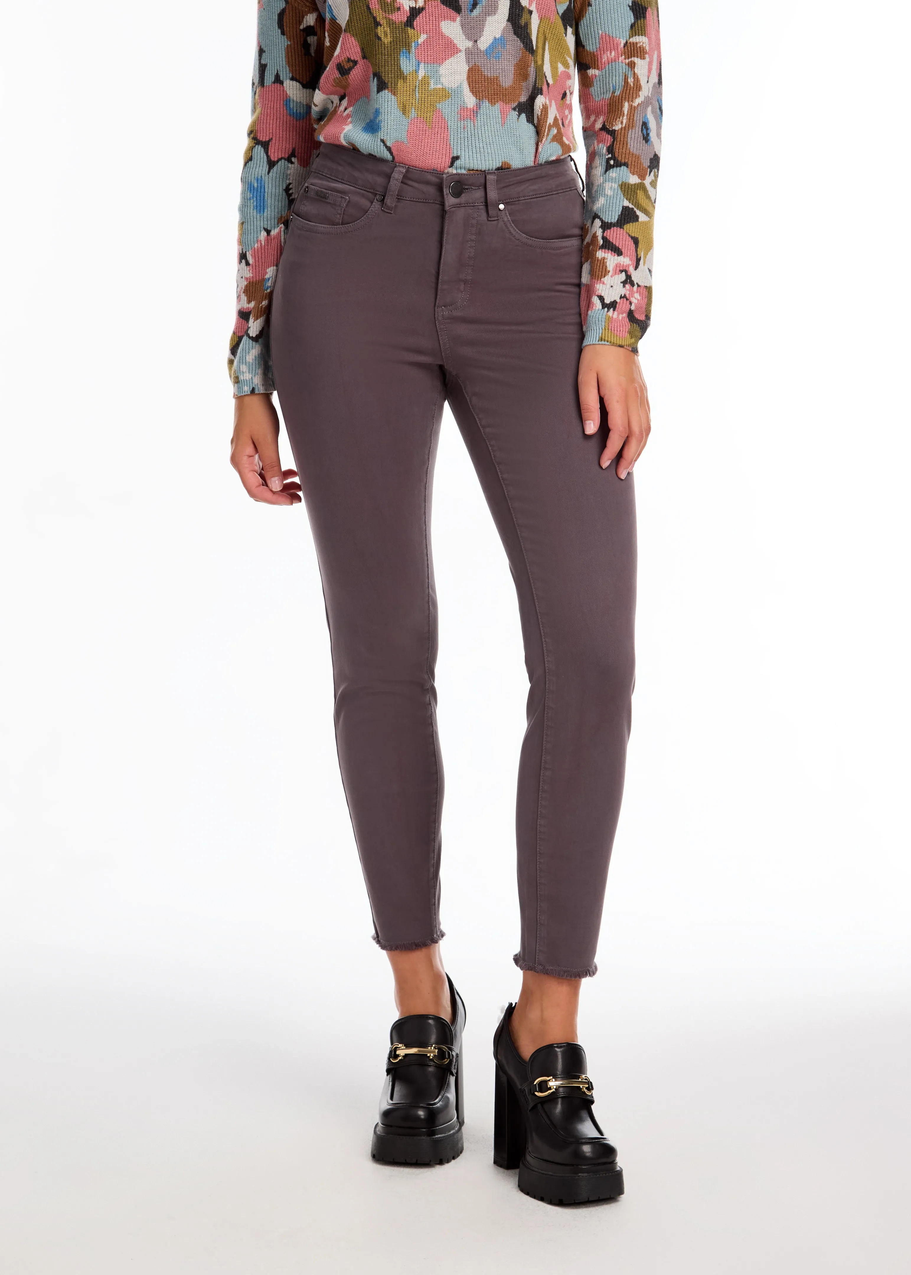 Olivia Slim Ankle Denim, Stone Gray