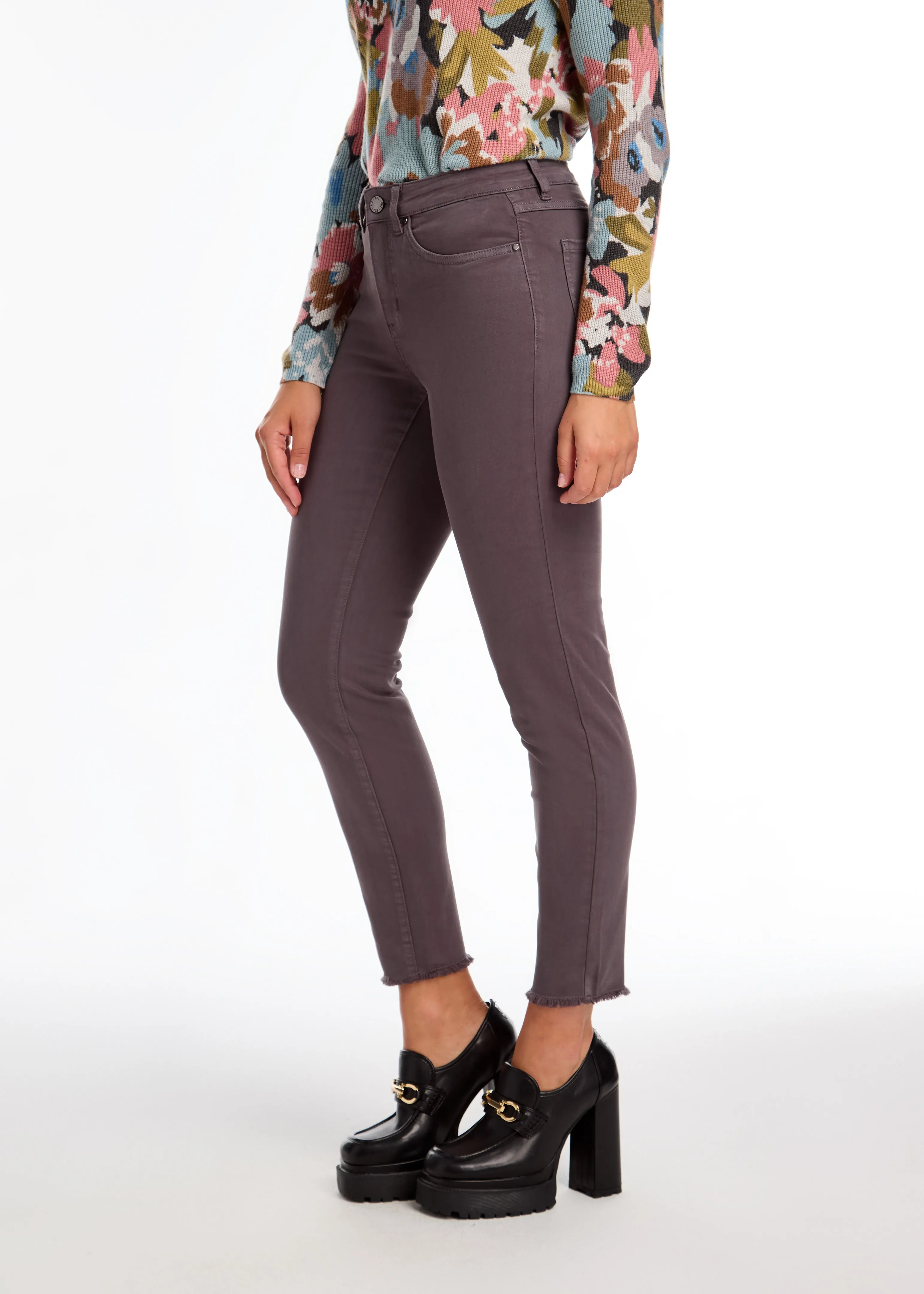 Olivia Slim Ankle Denim, Stone Gray