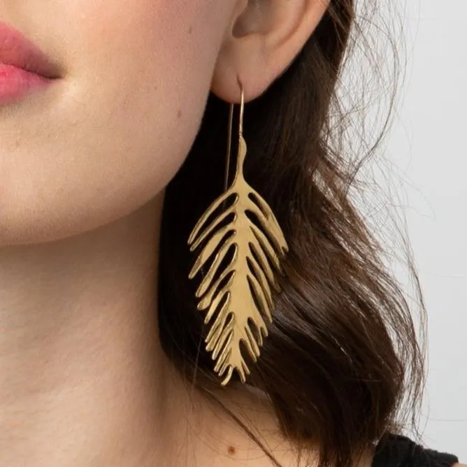 Palm Leaf Drop Earrings