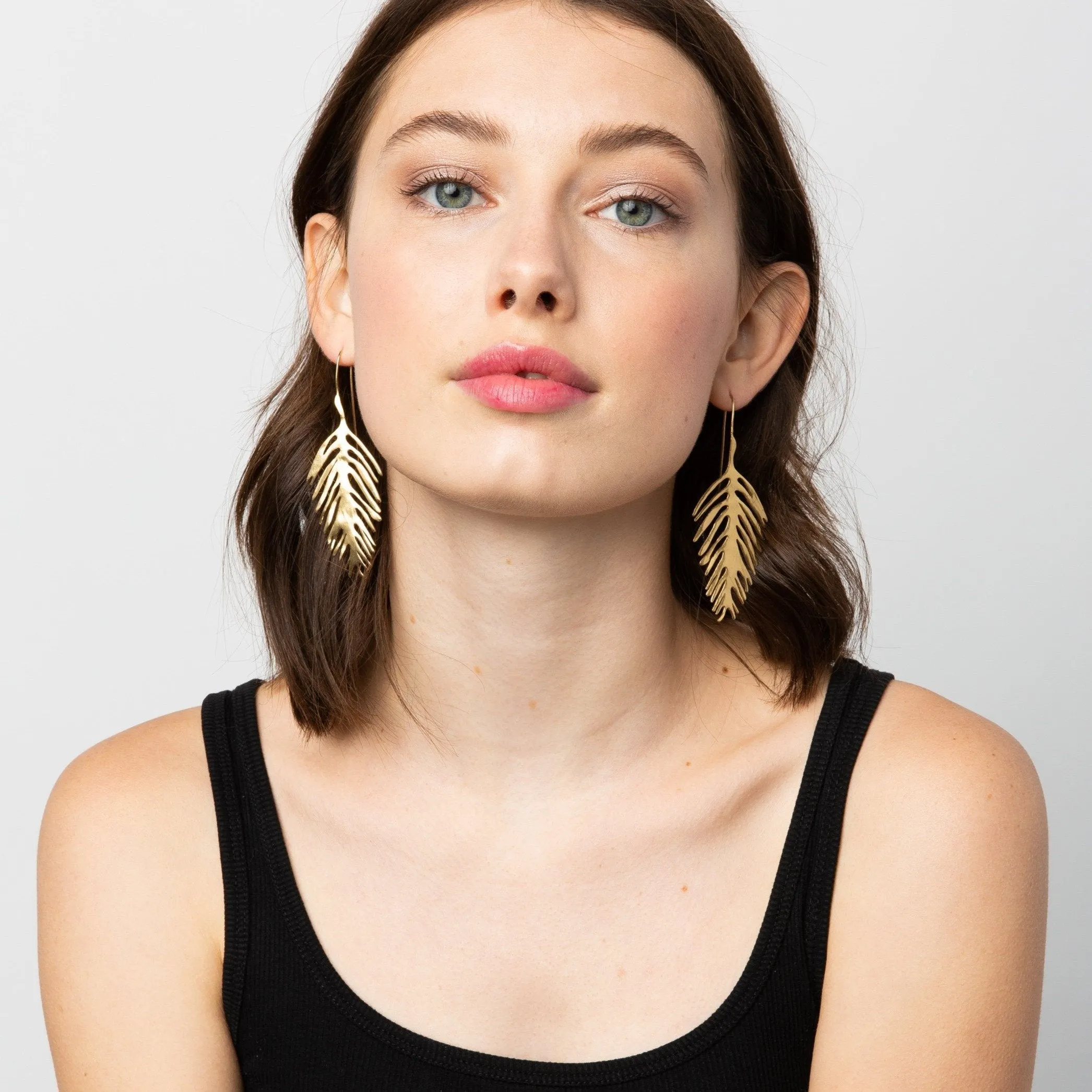 Palm Leaf Drop Earrings