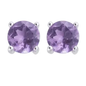 Round Amethyst Earrings 6mm