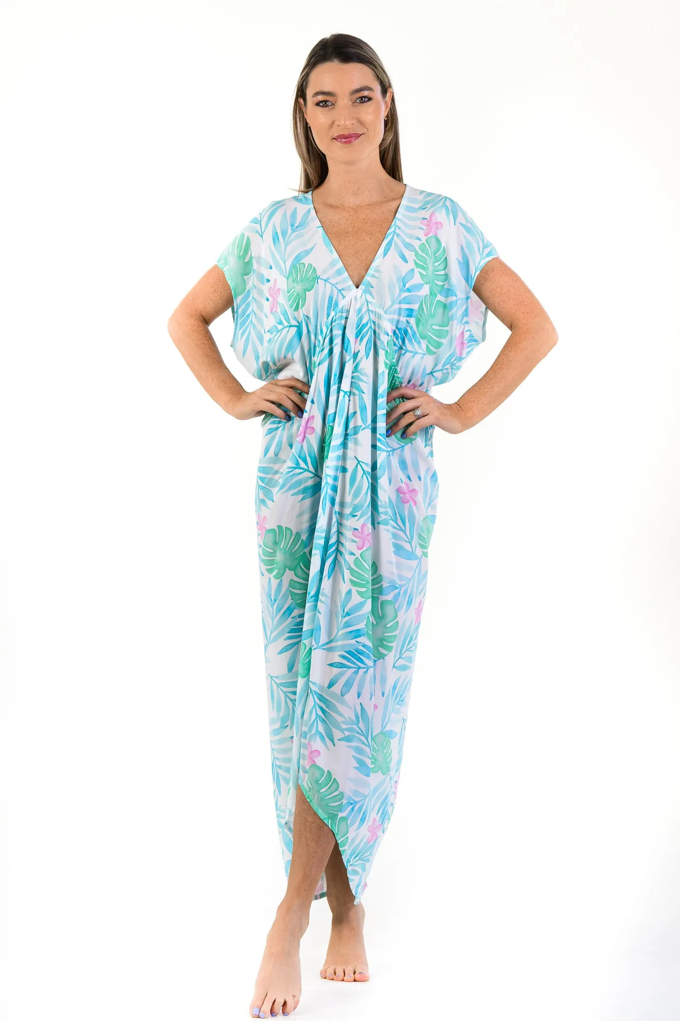 Santorini Kaftan / Turquoise Palm