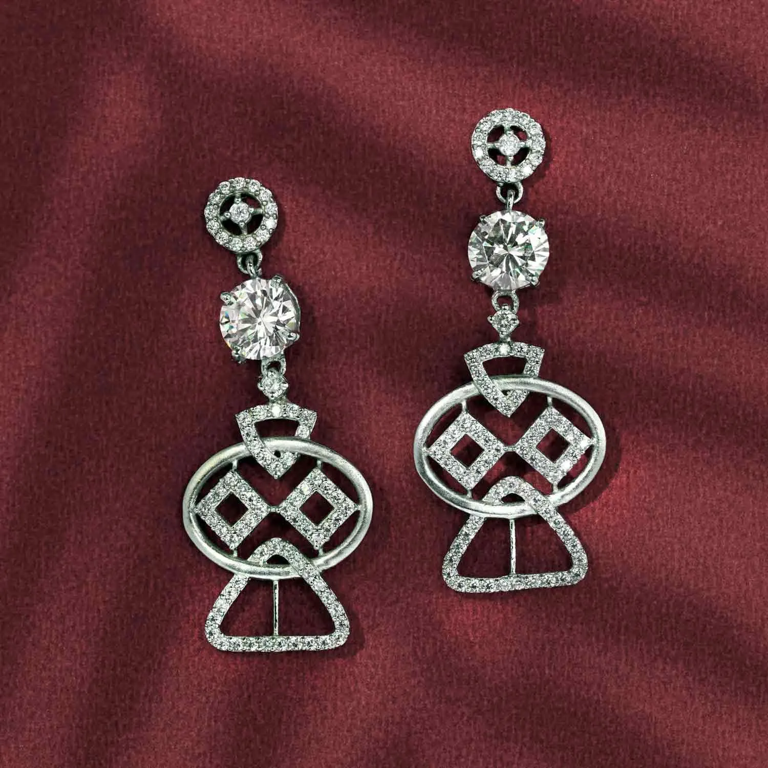 Silver Zircon Stone Dangler