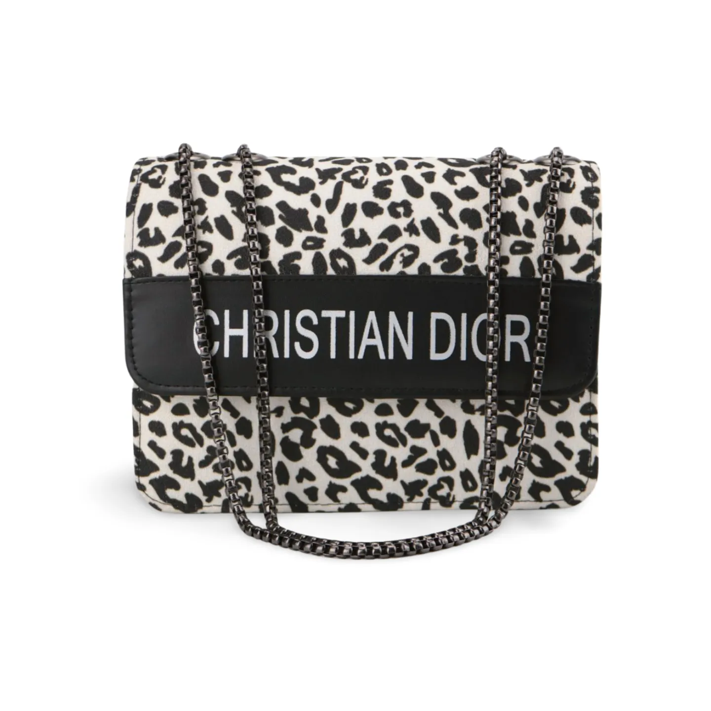 Stylish Cheetah Print Shoulder Bag with Chain Strap