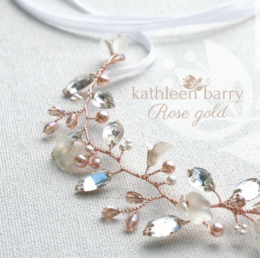 Tarryn Rhinestone Pearl Headband - Silver, Gold or Rose Gold Options