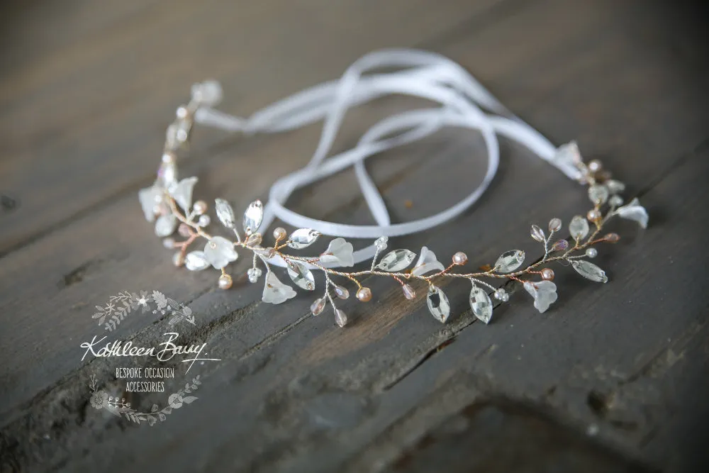 Tarryn Rhinestone Pearl Headband - Silver, Gold or Rose Gold Options