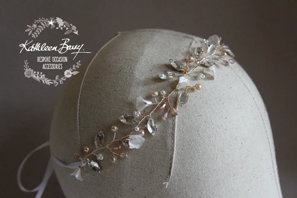 Tarryn Rhinestone Pearl Headband - Silver, Gold or Rose Gold Options