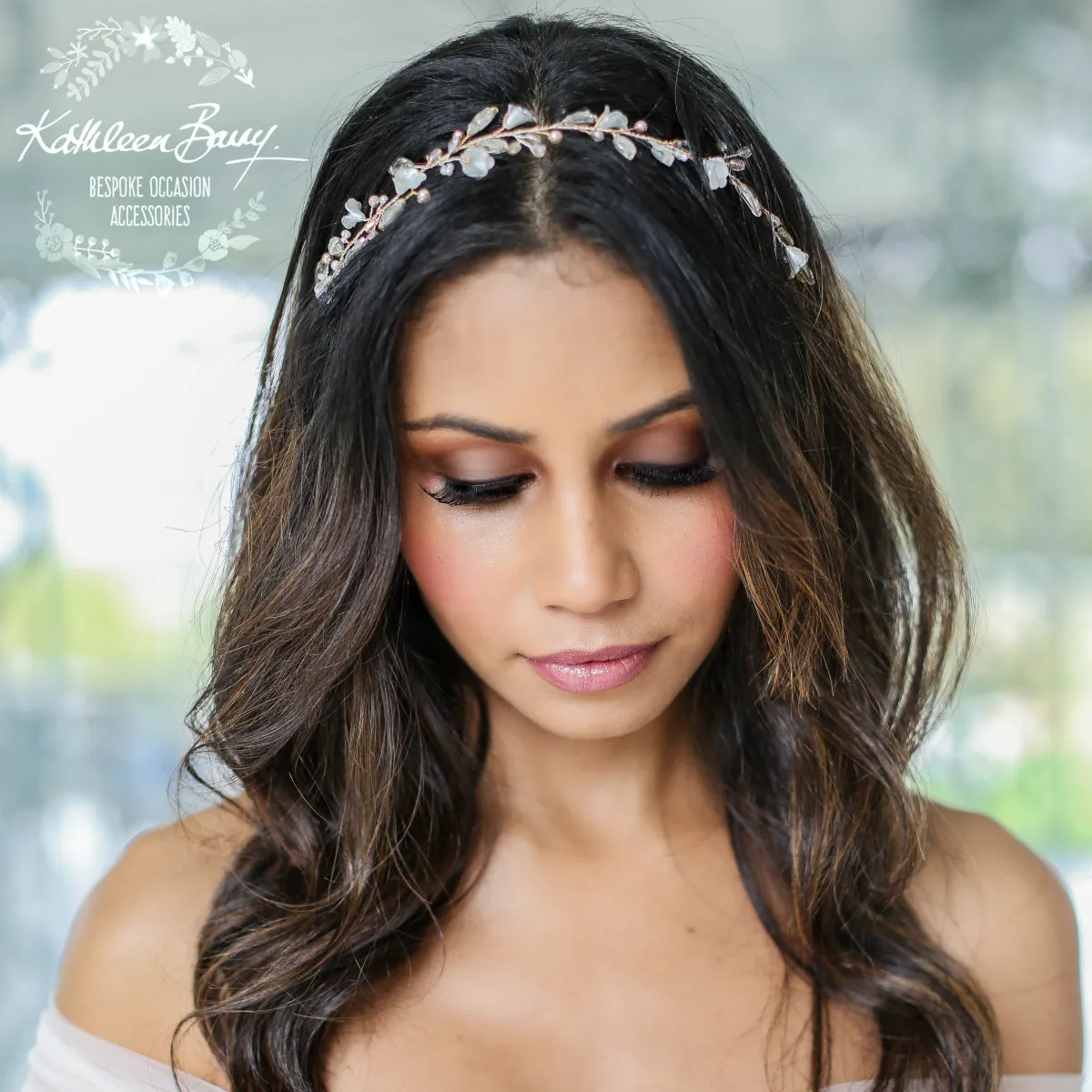 Tarryn Rhinestone Pearl Headband - Silver, Gold or Rose Gold Options